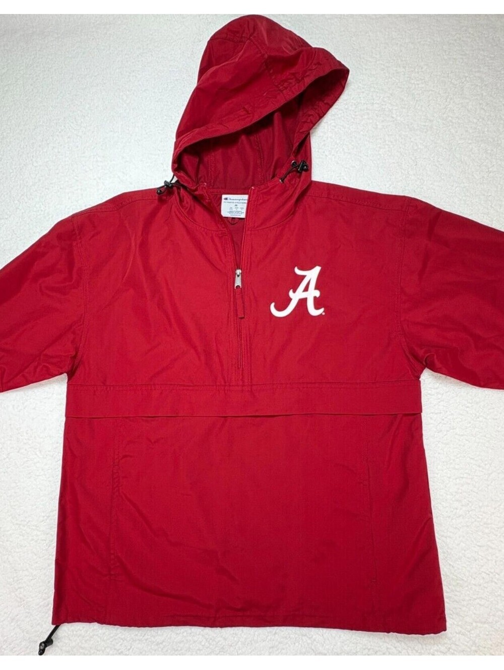 Alabama Crimson Tide Champion Windbreaker Jacket Medium Red Hooded Pouch Pocket